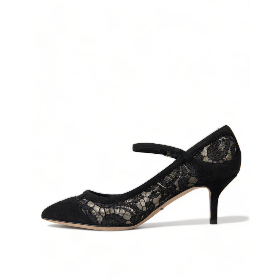 Dolce & Gabbana Elegant Black Taormina Lace Heels