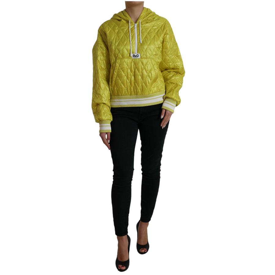 Dolce & Gabbana Yellow Nylon Quilted Hooded Pullover Jacket