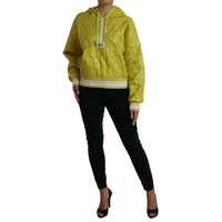 Dolce & Gabbana Yellow Nylon Quilted Hooded Pullover Jacket