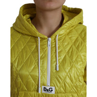 Dolce & Gabbana Yellow Nylon Quilted Hooded Pullover Jacket