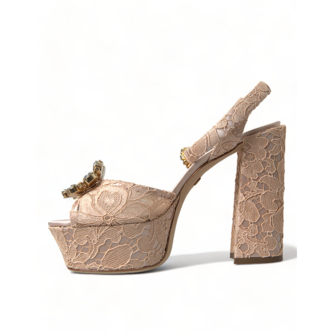 Dolce & Gabbana Chic Light Pink Platform Heels with Lace Detail