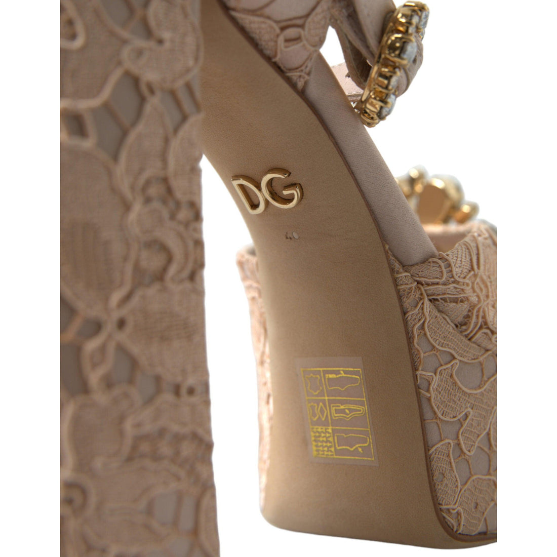 Dolce & Gabbana Chic Light Pink Platform Heels with Lace Detail