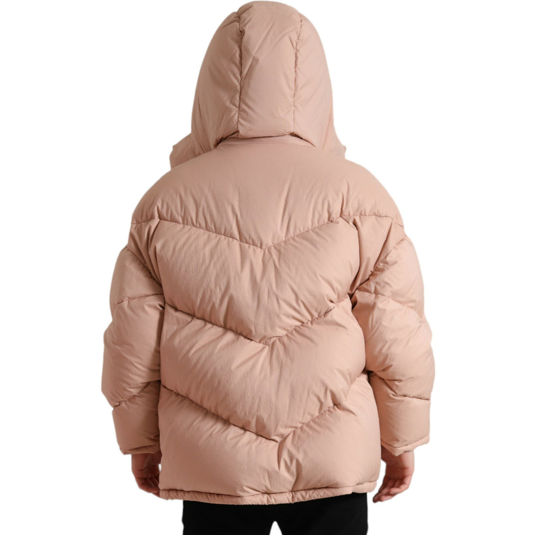 Dolce & Gabbana Peach Polyester Hooded Puffer Winter Jacket