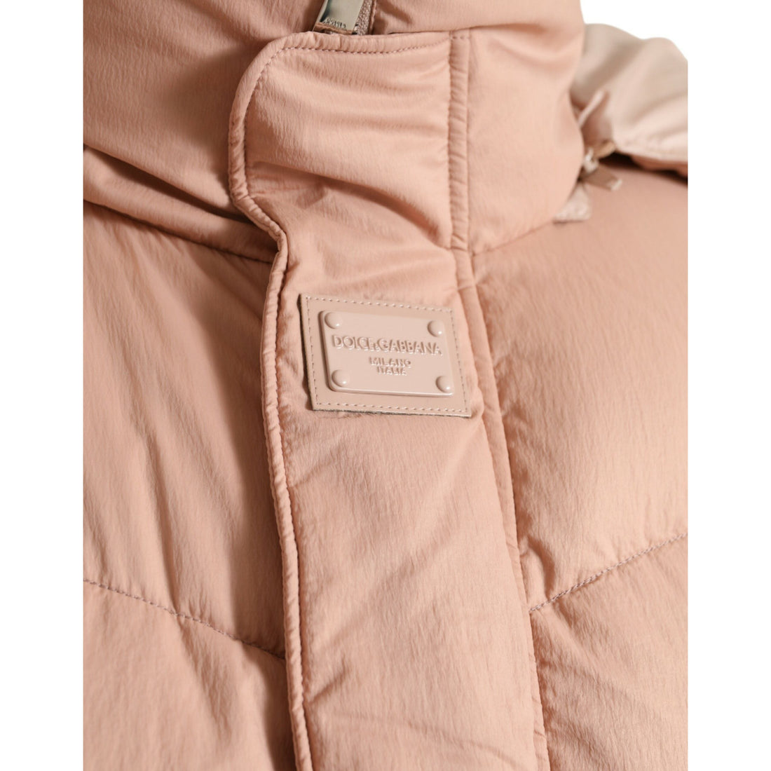 Dolce & Gabbana Peach Polyester Hooded Puffer Winter Jacket