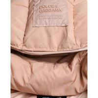 Dolce & Gabbana Peach Polyester Hooded Puffer Winter Jacket