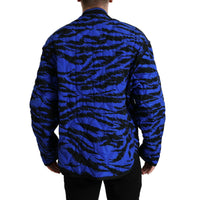 Dolce & Gabbana Black Blue Hooded Windbreaker Coat Jacket