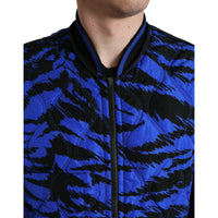 Dolce & Gabbana Black Blue Hooded Windbreaker Coat Jacket