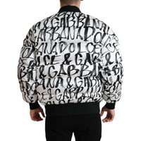 Dolce & Gabbana White Logo Padded Full Zip Bomber Jacket