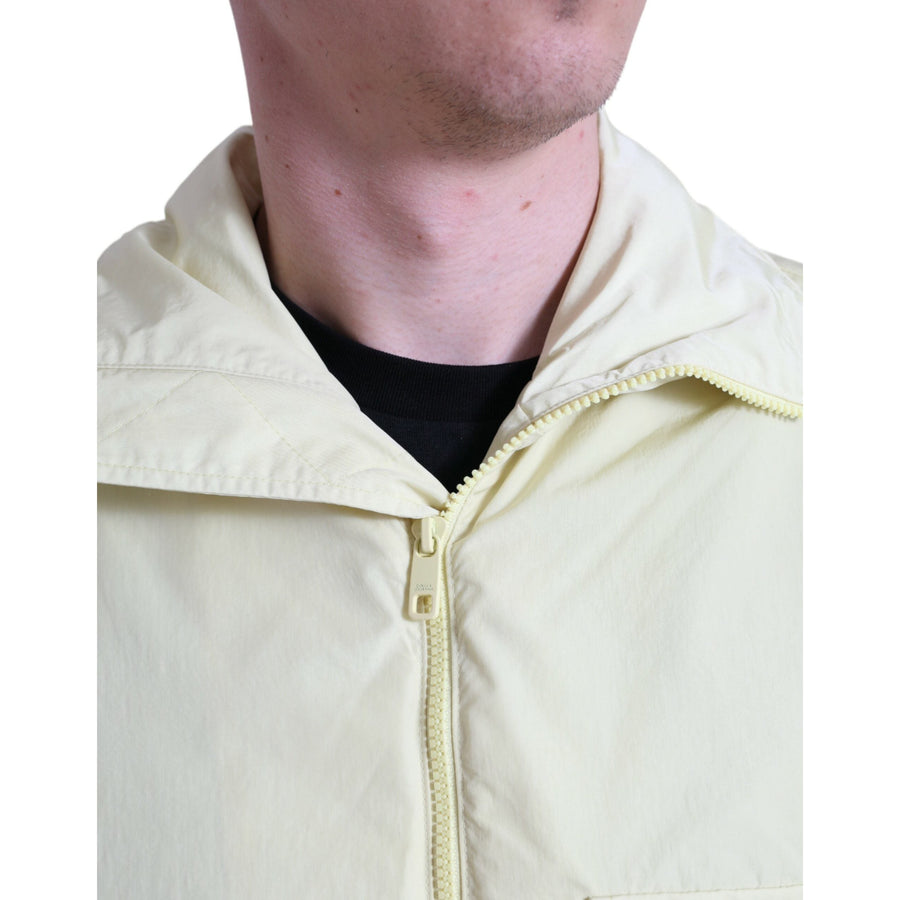 Dolce & Gabbana Yellow Nylon Collared Full Zip Parka Jacket