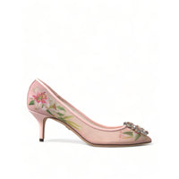 Dolce & Gabbana Elegant Pink Floral Crystal Pumps