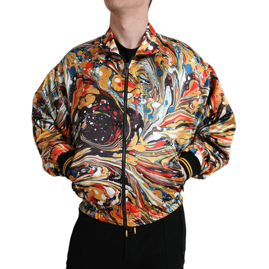 Dolce & Gabbana Multicolor Abstract Polyester Bomber Jacket