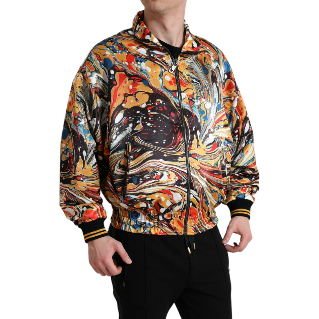 Dolce & Gabbana Multicolor Abstract Polyester Bomber Jacket