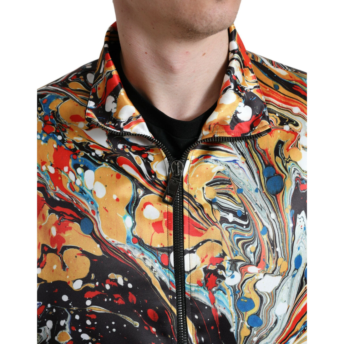 Dolce & Gabbana Multicolor Abstract Polyester Bomber Jacket