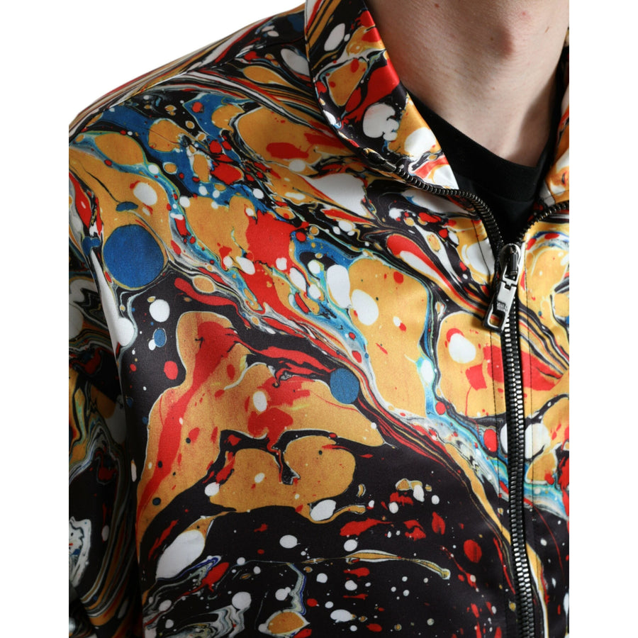 Dolce & Gabbana Multicolor Abstract Polyester Bomber Jacket