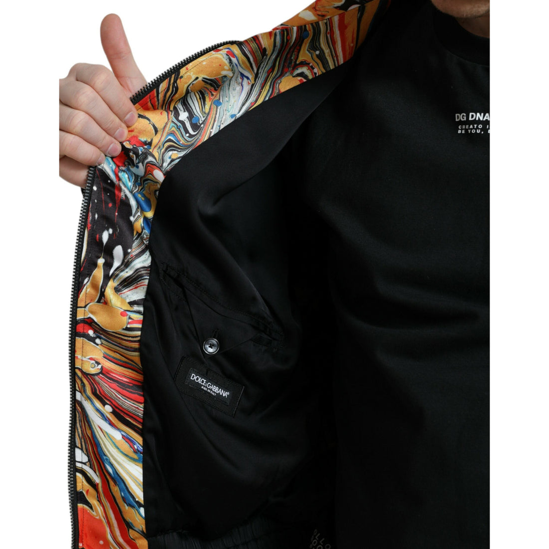 Dolce & Gabbana Multicolor Abstract Polyester Bomber Jacket