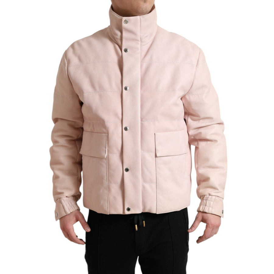 Dolce & Gabbana Pink Nylon Men Turtle Neck Puffer Jacket