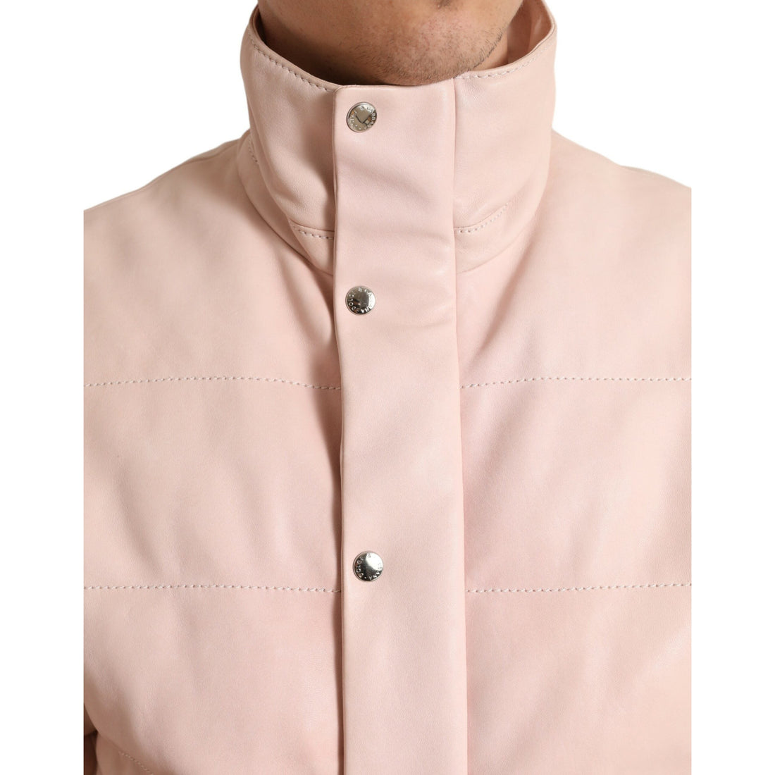 Dolce & Gabbana Pink Nylon Men Turtle Neck Puffer Jacket