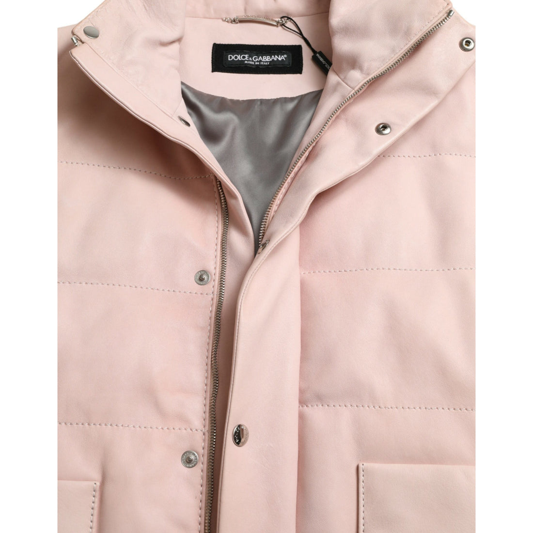 Dolce & Gabbana Pink Nylon Men Turtle Neck Puffer Jacket