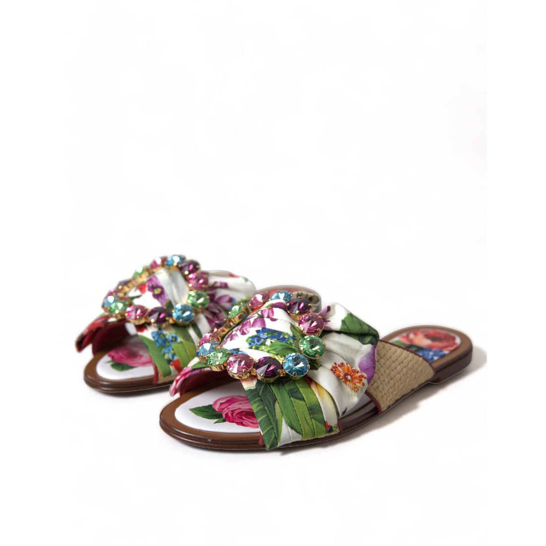 Dolce & Gabbana Exquisite Floral Print Flat Sandals