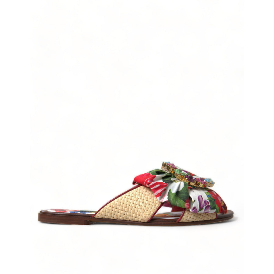 Dolce & Gabbana Exquisite Floral Print Flat Sandals