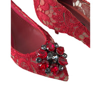 Dolce & Gabbana Radiant Red Lace Heels with Crystals