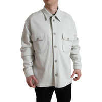 Dolce & Gabbana Grey Cotton Button Down Collared Coat Jacket