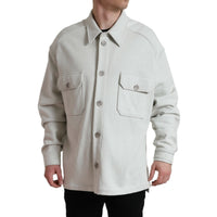 Dolce & Gabbana Grey Cotton Button Down Collared Coat Jacket