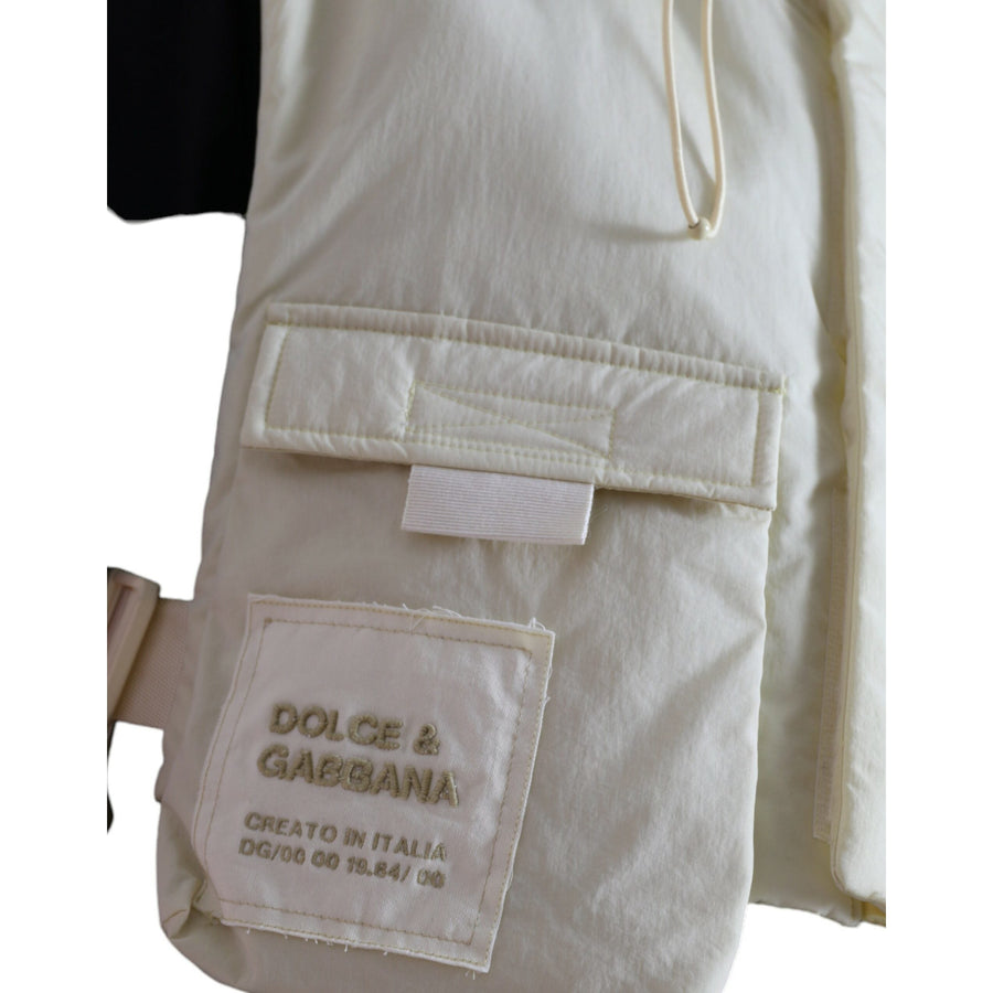 Dolce & Gabbana Yellow Nylon Hooded Sportswear Vest Jacket