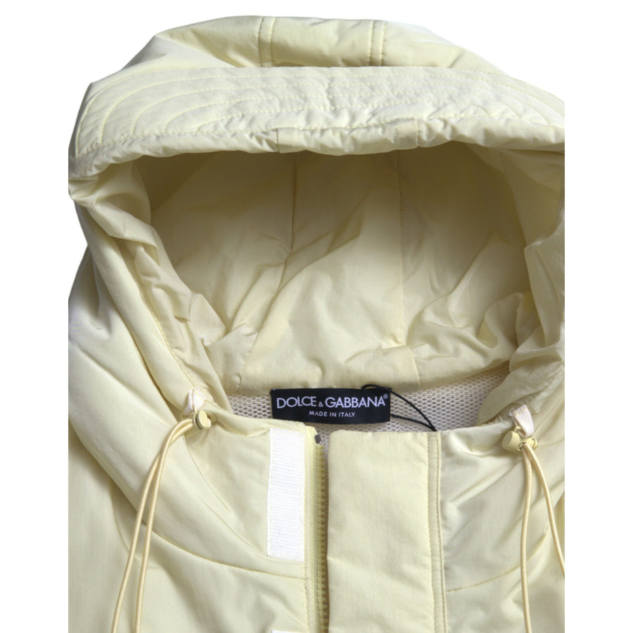 Dolce & Gabbana Yellow Nylon Hooded Sportswear Vest Jacket