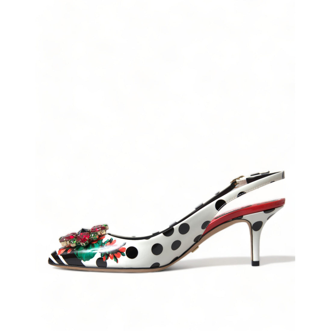 Dolce & Gabbana Chic Multicolor Floral Slingback Heels with Crystals