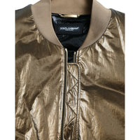 Dolce & Gabbana Bronze Nylon Full Zip Men Bomber Jacket