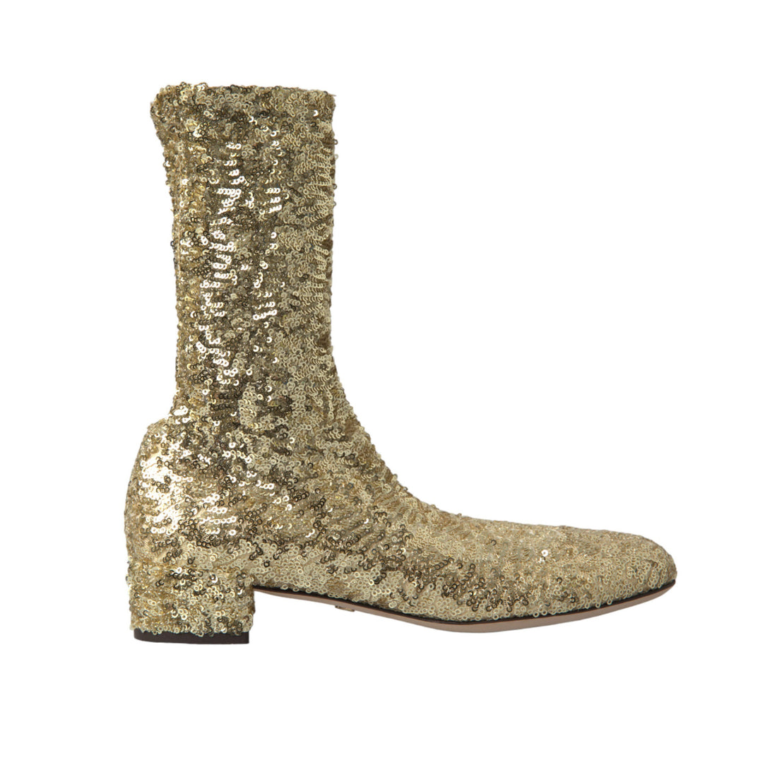 Dolce & Gabbana Elegant Mid Calf Gold Boots Exclusive Design