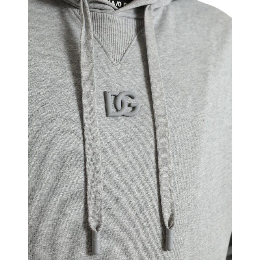 Dolce & Gabbana Gray Cotton Logo Hooded Sweatshirt Sweater