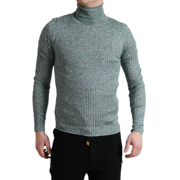 Dolce & Gabbana Green Polyester Turtleneck Pullover Sweater