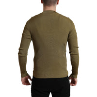 Dolce & Gabbana Army Green Viscose Crewneck Pullover Sweater