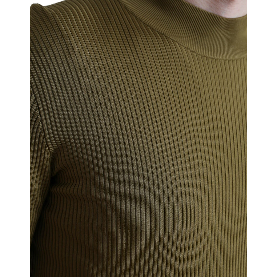 Dolce & Gabbana Army Green Viscose Crewneck Pullover Sweater