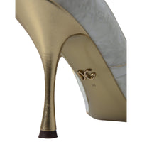 Dolce & Gabbana Elegant White Patent Crystal Bow Heels