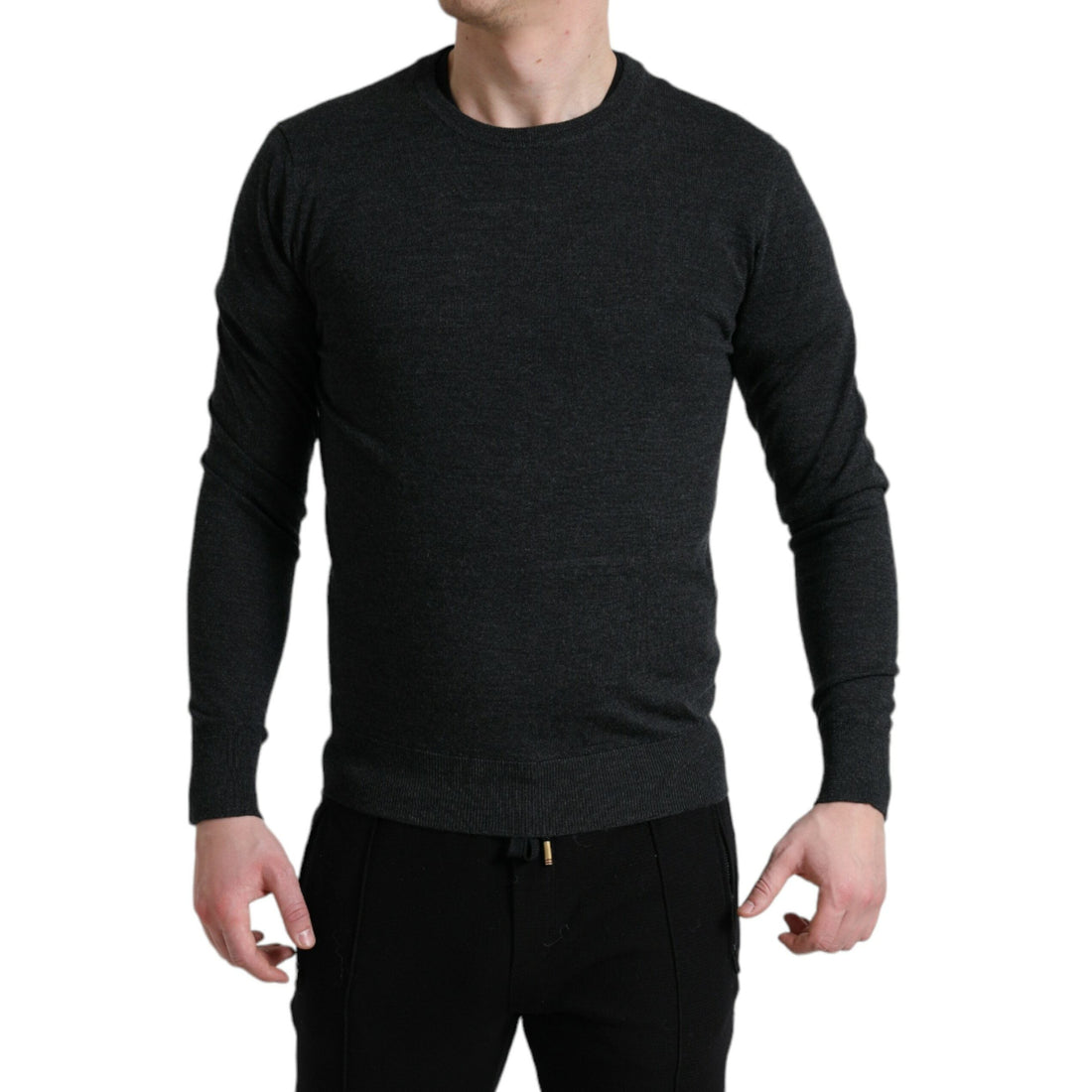 Dolce & Gabbana Gray Wool Round Neck Pullover Sweater