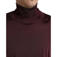 Dolce & Gabbana Maroon Viscose Turtleneck Pullover Sweater