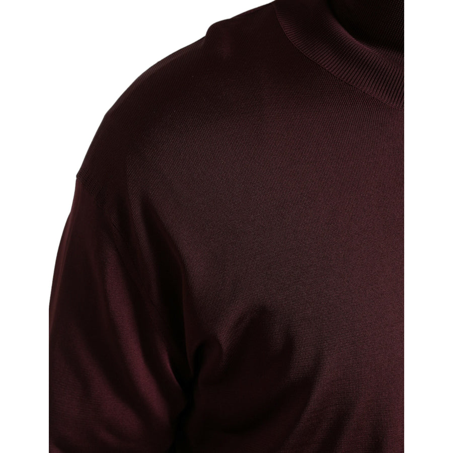 Dolce & Gabbana Maroon Viscose Turtleneck Pullover Sweater