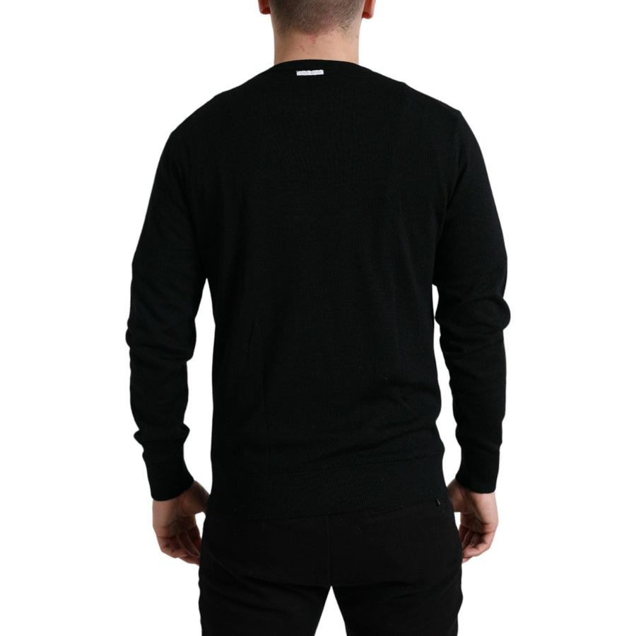 Dolce & Gabbana Black Wool Round Neck Pullover Sweater