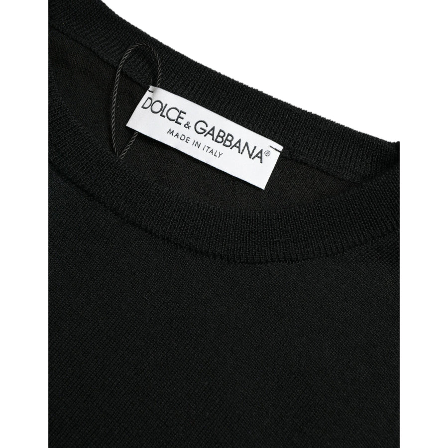 Dolce & Gabbana Black Wool Round Neck Pullover Sweater