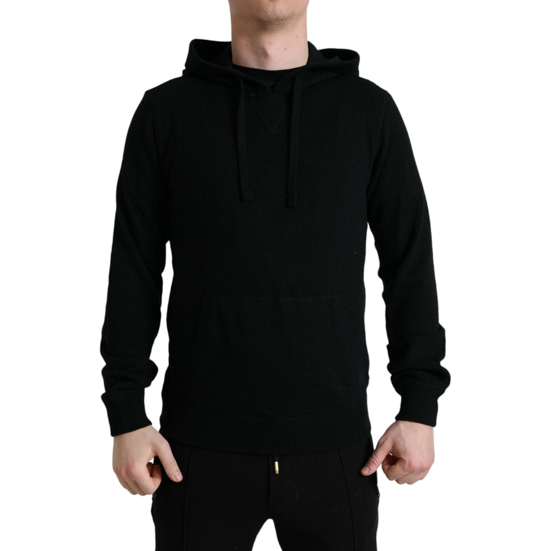 Dolce & Gabbana Black Cashmere Hooded Pullover Sweater