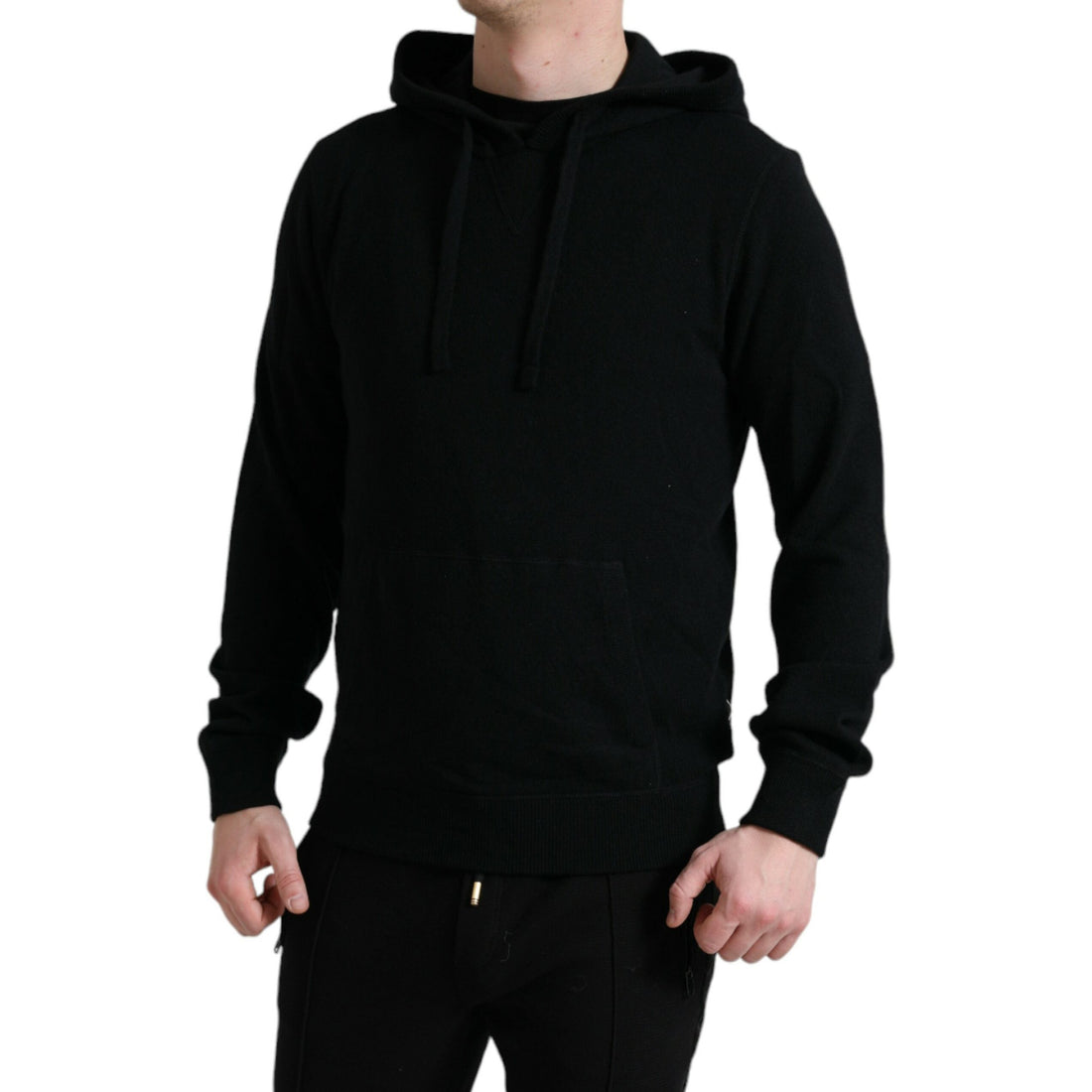 Dolce & Gabbana Black Cashmere Hooded Pullover Sweater