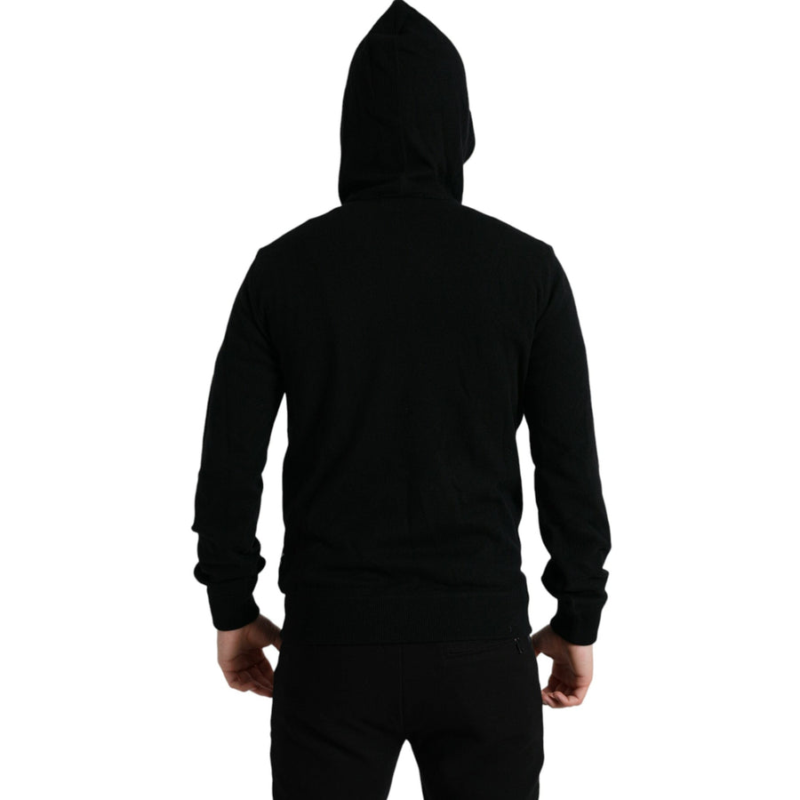 Dolce & Gabbana Black Cashmere Hooded Pullover Sweater