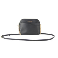 Michael Kors Jet Set Travel Medium Leather X Cross Dome Crossbody Handbag (Black Solid/Gold)