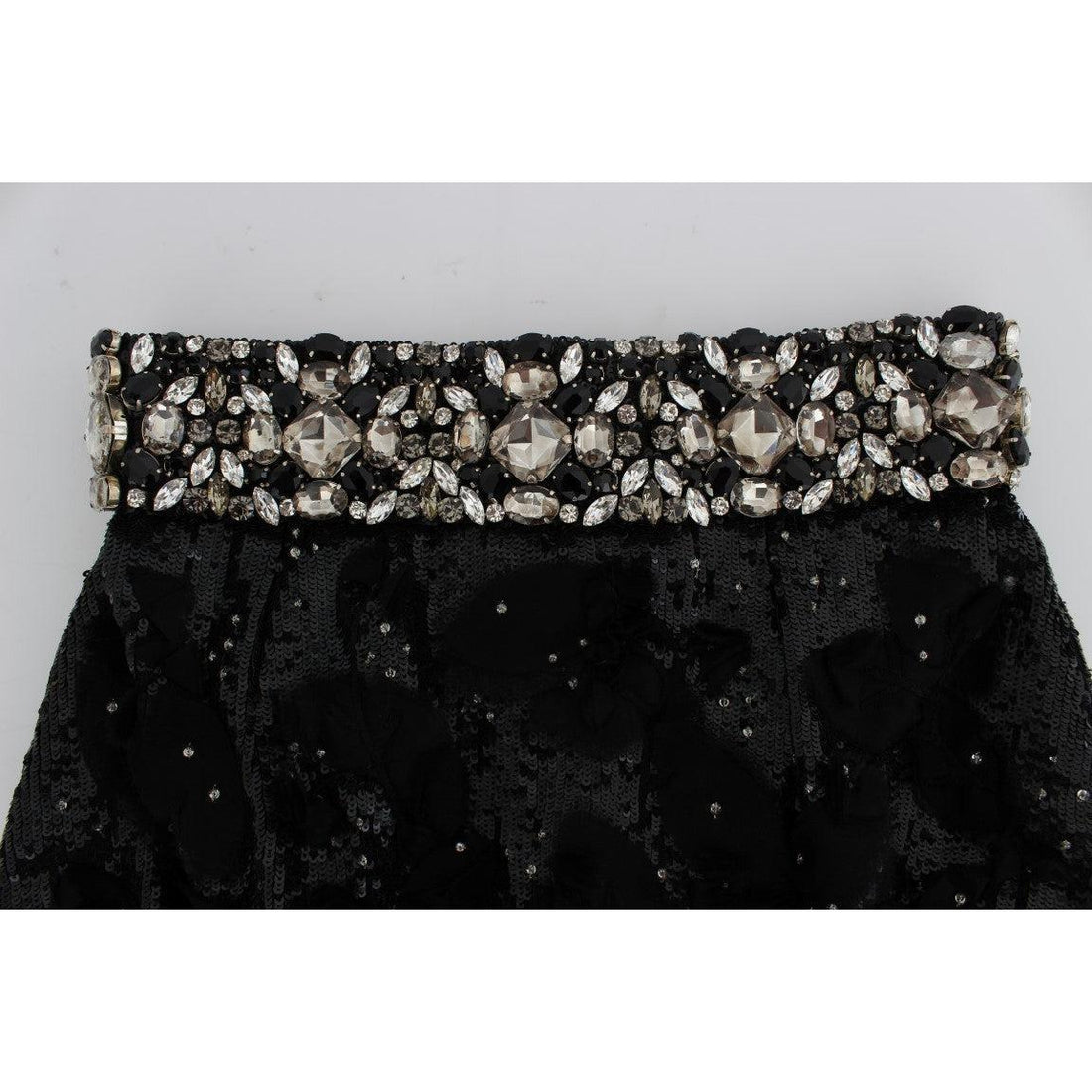 Dolce & Gabbana Crystal Sequined Silk High Waist Shorts