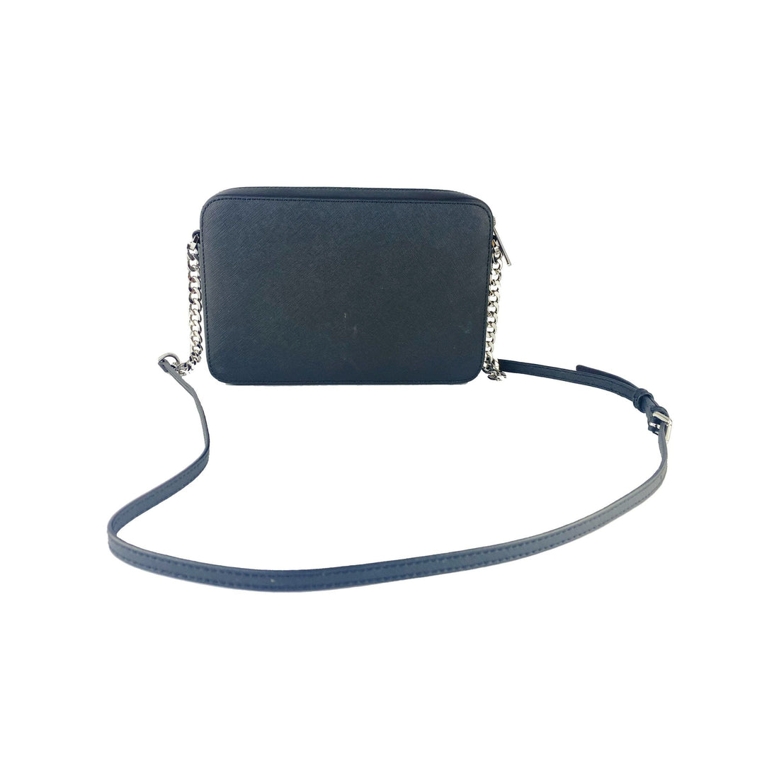 Michael Kors Jet Set Large East West Saffiano Leather Crossbody Bag Handbag (Black Solid/Silver Hardware)