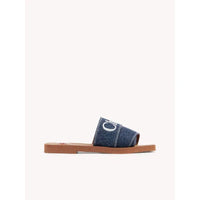 Chloé Sumptuous Cotton Woody Slide Sandals in Denim Blue