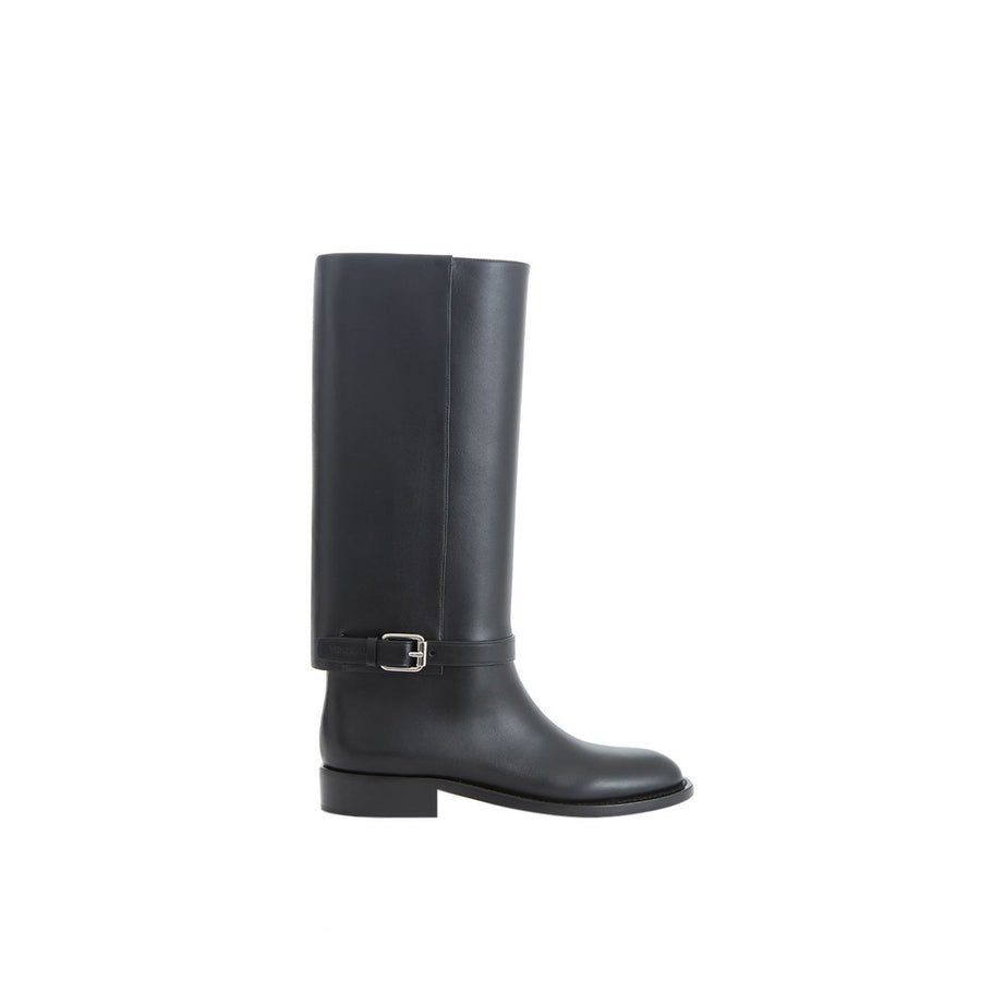 Burberry Equestrian Style Luxe Black Leather Boots